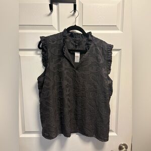 NWT Ann Taylor Paisley Ruffle Neck Shell, XL